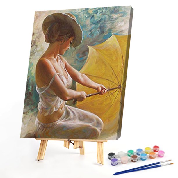 Chica paraguas abierto pintura al óleo por números Kits DIY pintado a mano sobre lienzo arte de pared Likrtyny decoración de arte