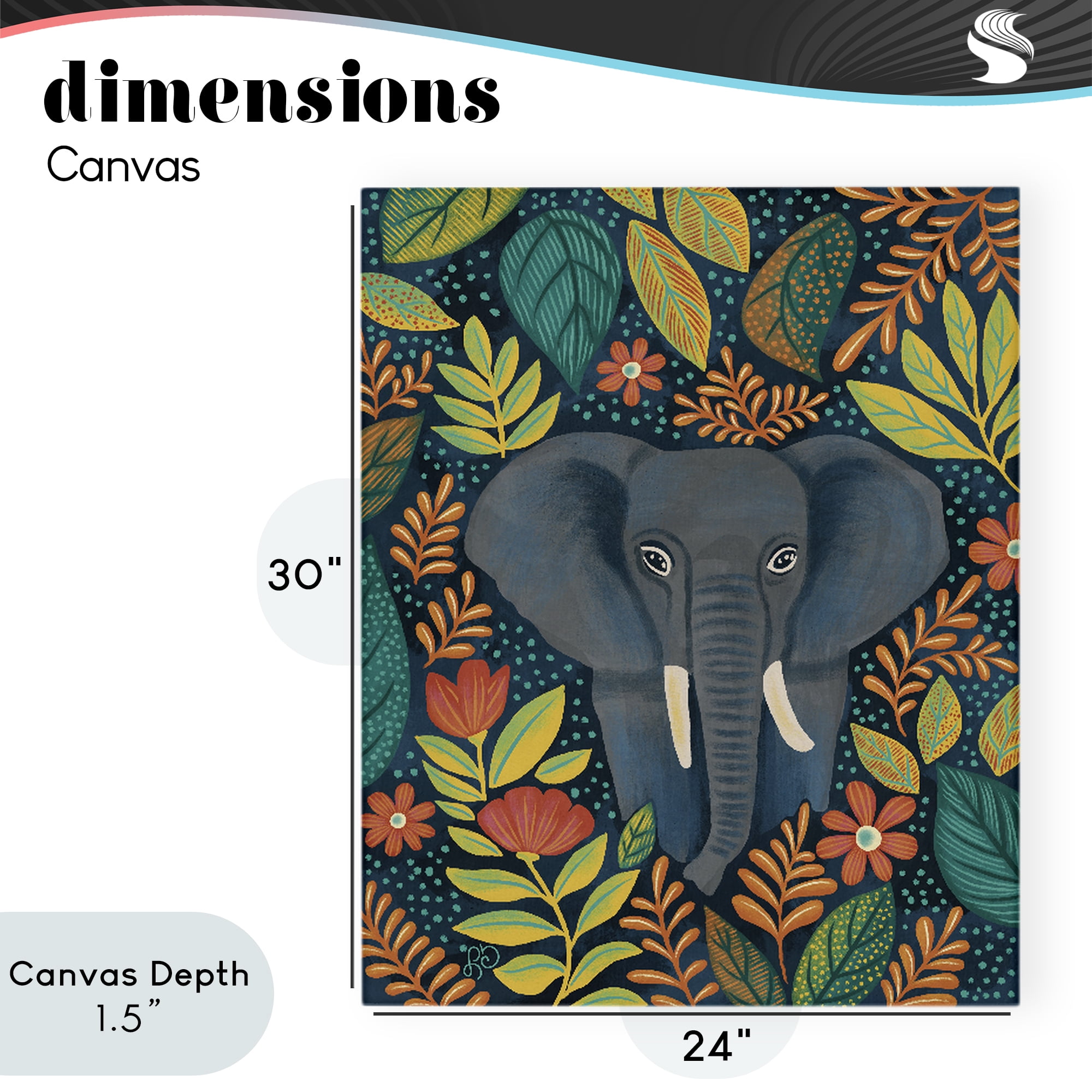 Stupell Industries Exotic Leaf Pattern Elephant Canvas Wall Art, design by Lisa R Dumm