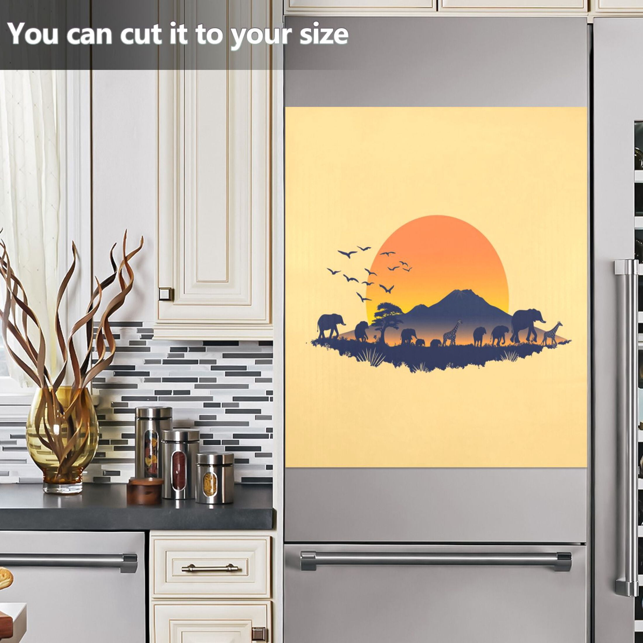 Dishwasher Magnetic Sticker 23x26 Inch Refrigerator Magnetic Sticker Washing Machine Magnetic Sticker Kitchen Panel Magnetic Sticker Home Decor Beautiful Sunset Animals