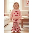 thumbnail image 4 of BemeyourBBs Toddler Baby Girl Valentines Day Outfit Love Heart Crew Neck Long Sleeve Sweatshirt and Bell  Bottom Flared Pants 2 Pcs Set Fall Winter Spring Clothes, 4 of 9