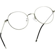 LifeArt Blue Light Blocking Glasses, Anti Eyestrain, Computer Reading Glasses, Gaming Glasses, TV Glasses for Women Men, Stylish Unisex Alloy Round Frame (Silver Steel, +1.75 Magnification)