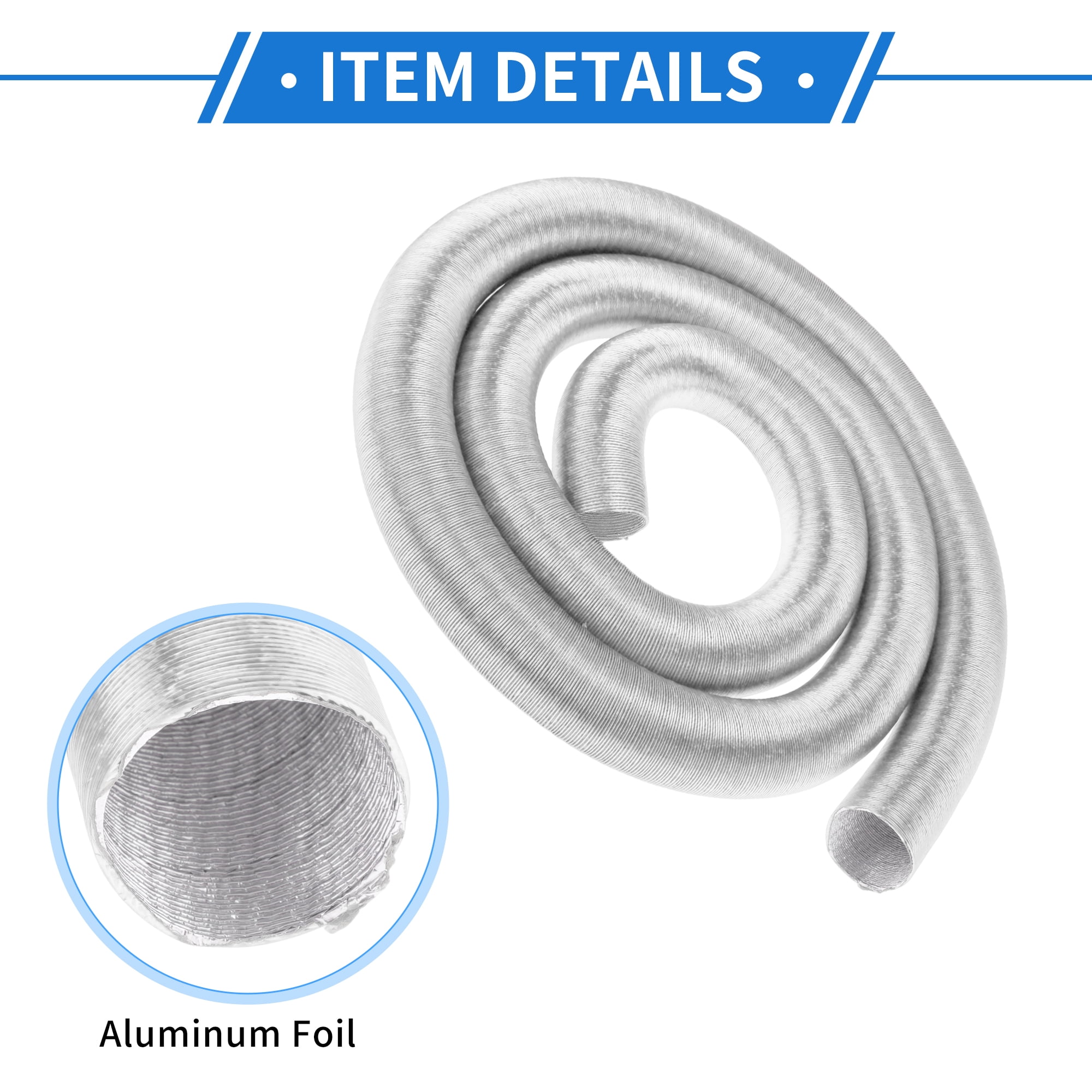 Unique Bargains 42mm Dia 500cm Car Heater Duct Pipe   Aluminum Foil Warm Air Ducting Hose for Diesel Heater Silver Tone