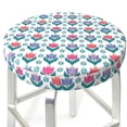 thumbnail image 3 of KLL Tulips Flowers Round Bar Chair Cushion Cover 13 inch ,Bar Stool Protector with Elastic, Soft Washable, 3 of 6