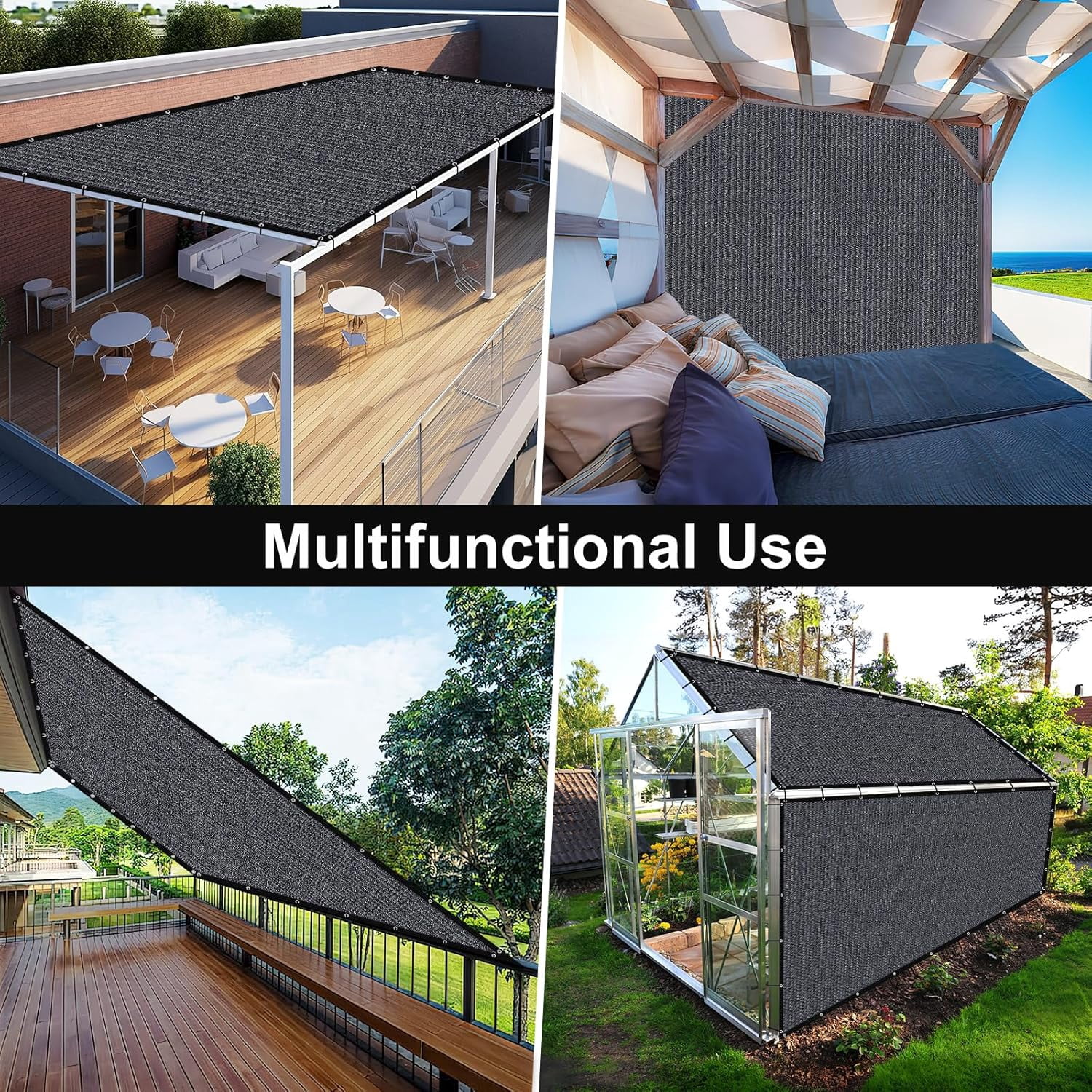 Shade&Beyond 10'X20'Sun Shade Cloth, 90% Pergola Shade Cover Canopy with Grommets, Sun Screen Fabric Tarp for Patio, Outdoor, Garden, Backyard,Blue Gray