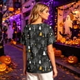 thumbnail image 7 of Halloween Shirts for Women Spider Skeleton Print Short Sleeve Casual Tees Bat Loose Fit Henley Vintage Scary Blouse 3XL, 7 of 7
