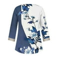 thumbnail image 5 of BangWanChi 3/4 Length Sleeve Womens Tops Fashion Women's Summer V-Neck 3/4 Sleeve Lace Splicing Print Casual T-shirt Blouse, 5 of 5
