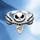 thumbnail image 5 of Anillos con dijes de cristal de esmalte negro de pesadilla antes de Navidad, anillo de calavera de Disney Jack, joyería Kawaii para Halloween, regalos de Cosplay, 5 of 5