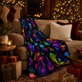 thumbnail image 3 of Mystical Mushroom Forest Fantasy Neon Glow, Mystical Woodland Scene, Warm Flannel Blanket for Cabin and Lodge, Garden Lovers Housewarming Gift, Fantasy Home Decor, 3 of 9