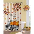 thumbnail image 3 of Fall Shower Curtain Harvest Pumpkin Truck Bathroom Curtains with Hooks, Waterproof Fabric Gradient Happy Fall Maple Leaves Thanksgiving Bath Shower Curtains Set for Bathroom Bathtubs 72x84 Inch, 3 of 7