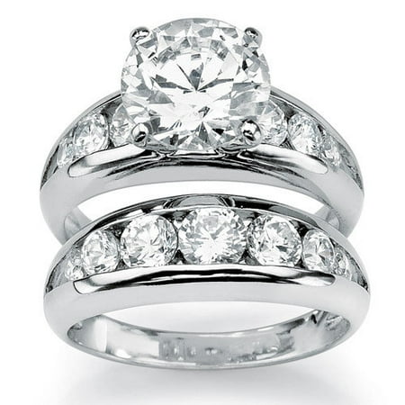 Palm Beach Jewelry Sterling Silver Cubic Zirconia Wedding Ring Set