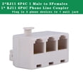 thumbnail image 5 of 2+1Pack 2pcs Phone Jack Splitter RJ11 6P4C Male to Females and 1pc Phone Line Coupler for Landline and Fax -Beige (3 Way), 5 of 9
