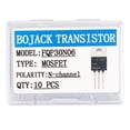 thumbnail image 3 of BOJACK FQP30N06 32 A 60 V Transistores MOSFET FQP30N06L 32 Amp 60 Voltios N-Channel Power MOSFET TO-220AB (paquete de 10 unidades), 3 of 3