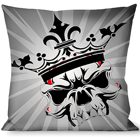 Buckle-Down Throw Pillow - King Skull Blocks Rays Grays