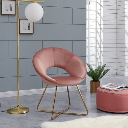 Purple Velvet Wingback Chair Accent Chair for Living Room/Bed Room with Armrest,Duhome Home Office Chair Modern Golden Metal Frame Legs Velvet Padded Seat Easy Assembly Pink ()