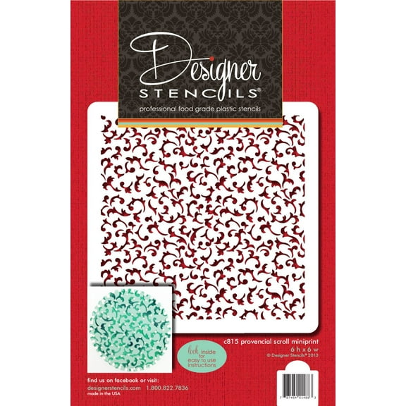 Designer Stencils Provencial Scroll Miniprint Stencil, Beige/semi-transparent