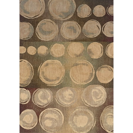 - Moretti San Torino Area Rugs - 2925A Transitional Casual Beige Circles Stripes Spheres Rug 3' 10