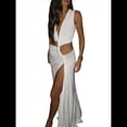 thumbnail image 3 of Vestido de Mujer , Ajustado, Irregular, con Aberturas Laterales, Escote en V Profundo y Aberturas en el Bajo. XL, 3 of 8