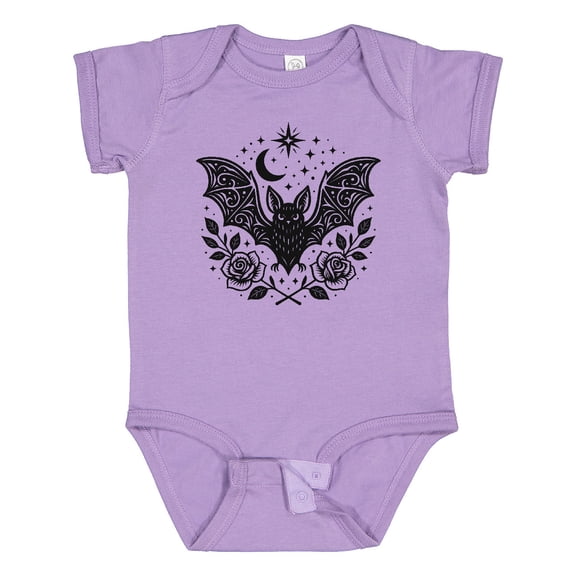 Inktastic Gothic Bat with Moon and Roses Girls Baby Bodysuit