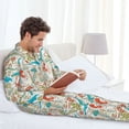 thumbnail image 6 of Yiaed Wild Sea Life Print Men’s Pajamas Set - Long Sleeve Button Down Sleep Shirt and Pajama Bottoms Sleepwear Set Mens Pjs Sets Men's Pajama Bottoms-, 6 of 7