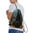 thumbnail image 3 of Drawstring Backpack - Halloween Pumpkin Black Cat A Splash Proof Small Drawstring Gym Bag for Women Men, Cinch Sports String Bag Backpack for Travel Swimming Beach, 3 of 8
