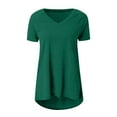 thumbnail image 5 of Sweet Home Farm V Neck T Shirts for Women Summer Tops Plus Size Short Sleeve High Casual Tunic To Wear With Leggings Short Sleeve Shirts for Women Green, 5 of 5