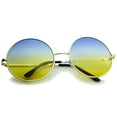 thumbnail image 4 of Super Oversize Slim Temple Colorful Gradient Lens Round Sunglasses 61mm (Gold / Blue-Yellow), 4 of 4