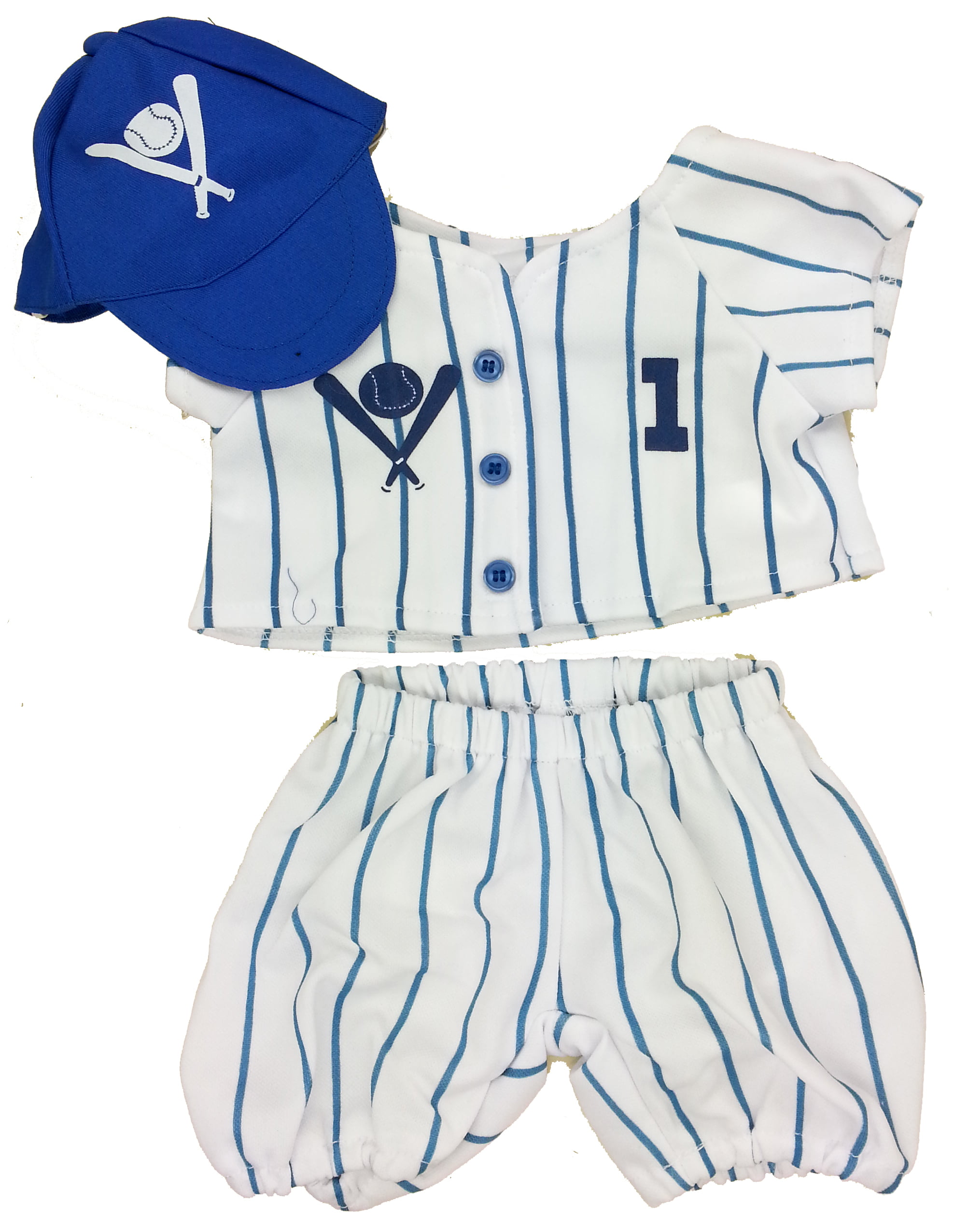 18" Build-a-bear and Make Your O Black Pinstripe Baseball Outfit Fits Most 14" 