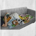 thumbnail image 6 of Cartoon Soft Flannel Fleece Throw Blanket, Wild Jungle Animals Tropical Fauna Family Theme Happy Faces in Style Comic, Cozy Plush for Indoor and Outdoor Use, 60" x 80", Multicolor, by Ambesonne, 6 of 6