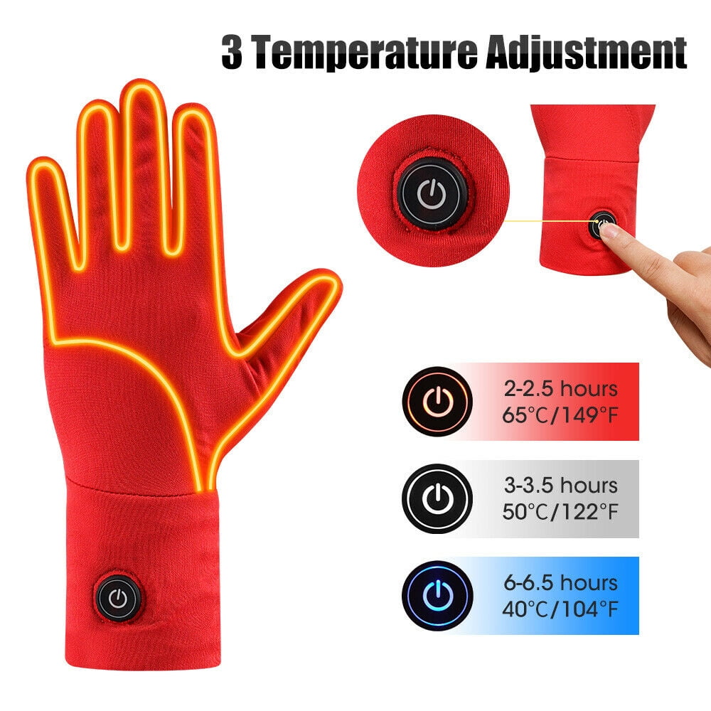 Snow deer Unisex Heated Glove Liners Rechargeable Battery Electric Heated Gloves Winter Warm Glove Liners for Arthritis Raynaud Thin Gloves Riding Ski Snowboarding Hiking Cycling Hand Warmers