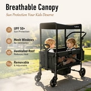 TouHeart 2 Seater Wagon Stroller with Canopy, Folding Stroller Wagon for Kids, 220 lbs Capacity,Black