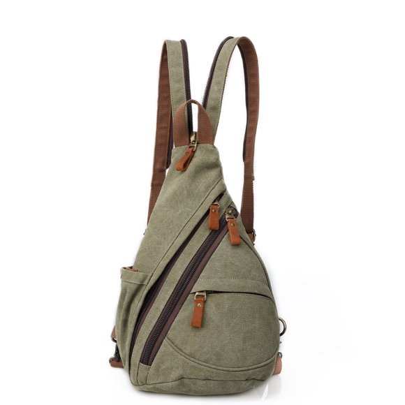 Sac à Bandoulière en Toile - Petit Sac à Dos Bandoulière Décontracté Sac de Jour Sac à Dos pour Hommes Femmes Plein Air Cyclisme Randonnée Voyage