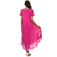 thumbnail image 2 of Sakkas Embroidered Painted Floral Cap Sleeve Reyon Dress - Fuchsia - One Size, 2 of 5
