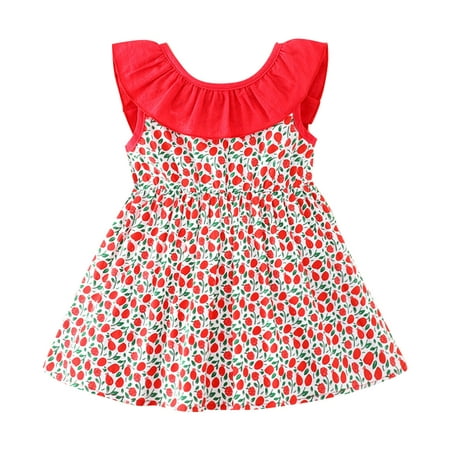 

Rovga Casual Dresses For Girls Little Child Dress Short Sleeved Long Dress Floral Princess Dress Summer Children Sweet Patchwork Color Large Leaf Rear V Neck Dress Party Birthday Girl Dress