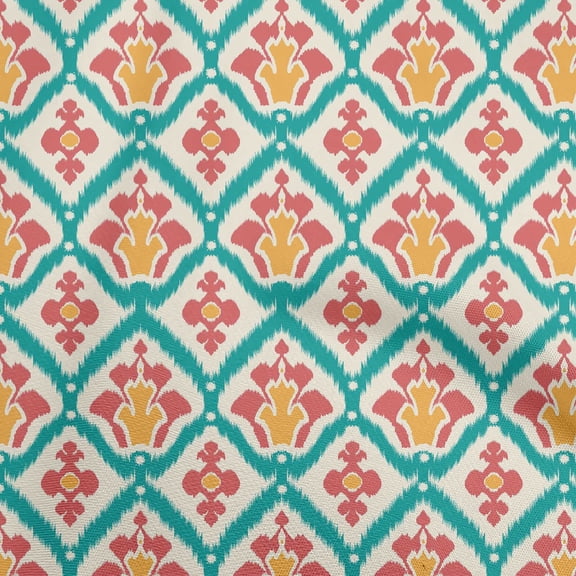 oneOone Viscose Chiffon Teal Green Fabric Asian Ikat Sewing Fabric By The Yard Printed Diy Clothing Sewing Supplies 42 Inch Wide