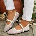 thumbnail image 6 of SuTry Women's Square Toe Lace Mary Jane Flats Adjustable Buckle Strap Sequin Embellished Breathable Mesh Comfortable Slip On Casual Walking Shoes(39), 6 of 8