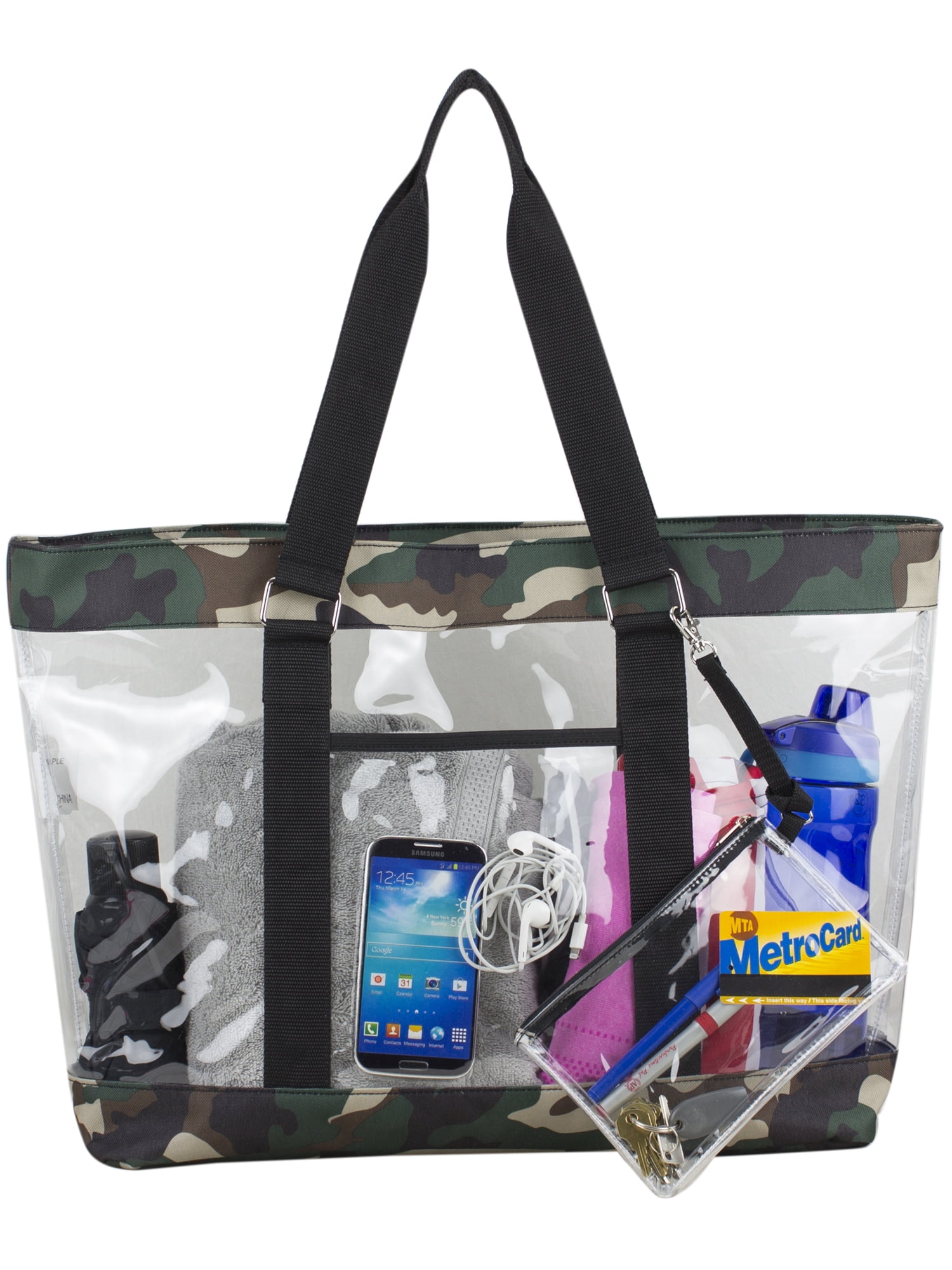 Eastsport Supreme Deluxe Clear Tote with Wristlet, Camo