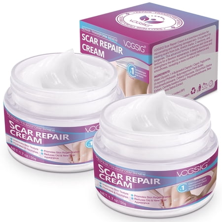 Scar Repair Cream for Old & New Scars – Helps Improve Appearance from Cuts, Stretch Marks, C-Sections & Surgeries, 1.7 oz Each (2-Pack)
