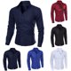 thumbnail image 4 of Am hombres moda Color sólido Turn Down cuello manga larga Slim Fit blusa camisa Toppangjing, 4 of 4