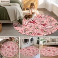 thumbnail image 5 of Round Rugs 5Ft, Boho Pink Floral Round Area Rug Washable Indoor Throw Carpet, Farmhouse Botanical Vintage Paisley Flower Soft Non Slip Circle Rug for Cabinet Bathroom Home Decor Aesthetic, 5 of 8