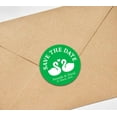 thumbnail image 3 of Darling Souvenir Round 45 Pcs Loving Swans Save The Date Stickers Personalized Bride Groom Names And Date Envelope Seals - Green, 3 of 4