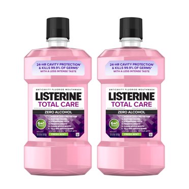 Listerine Total Care Zero Alcohol-Free Mouthwash, Fresh Mint, 2 x 1 L
