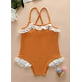 thumbnail image 6 of Styles I Love Toddler Kid Girls Ruffle One-Piece Swimsuit Solid Bathing Suit Beach Swimwear (Terracotta, 100/2-3 Years), 6 of 7