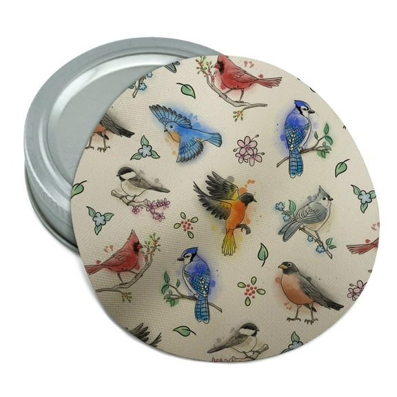 Northeastern Birds Pattern Round Rubber Non-Slip Jar Gripper Lid Opener