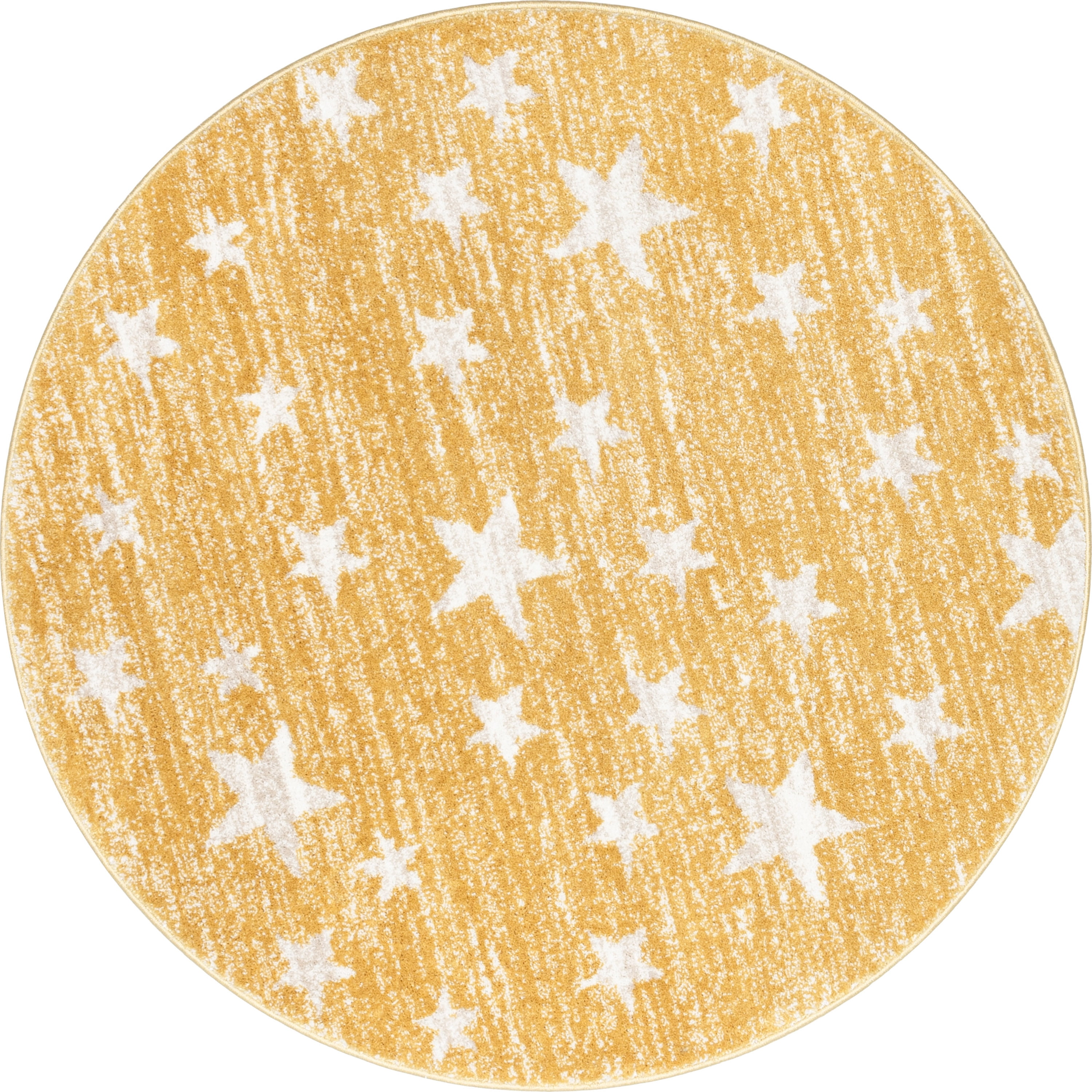 Well Woven Kennedy Stars Modern Abstract Yellow 4' Round Rug