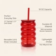 thumbnail image 3 of Just Feed Me by Jessie James Decker 4-Piece 18oz Bubble-Ribbed Tumbler with Straw, Red, 3 of 9