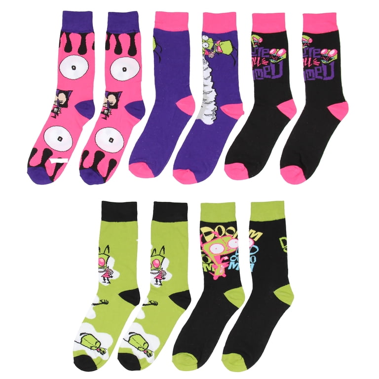4sisters様オーダー Invader Zim Crew Socks, Invader Zim Gir Grr Character Mid-Calf