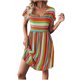 thumbnail image 1 of Vestido de Manga Corta para las Mujeres, V-Cuello Estilo Bohemio Impresión Empalme Rodilla Vestido de Longitud, Casual, 1 of 9