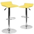 thumbnail image 3 of Flash Furniture 2 Pk. Contemporary Yellow Vinyl Adjustable Height Barstool with Solid Wave Seat and Chrome Base, 3 of 9