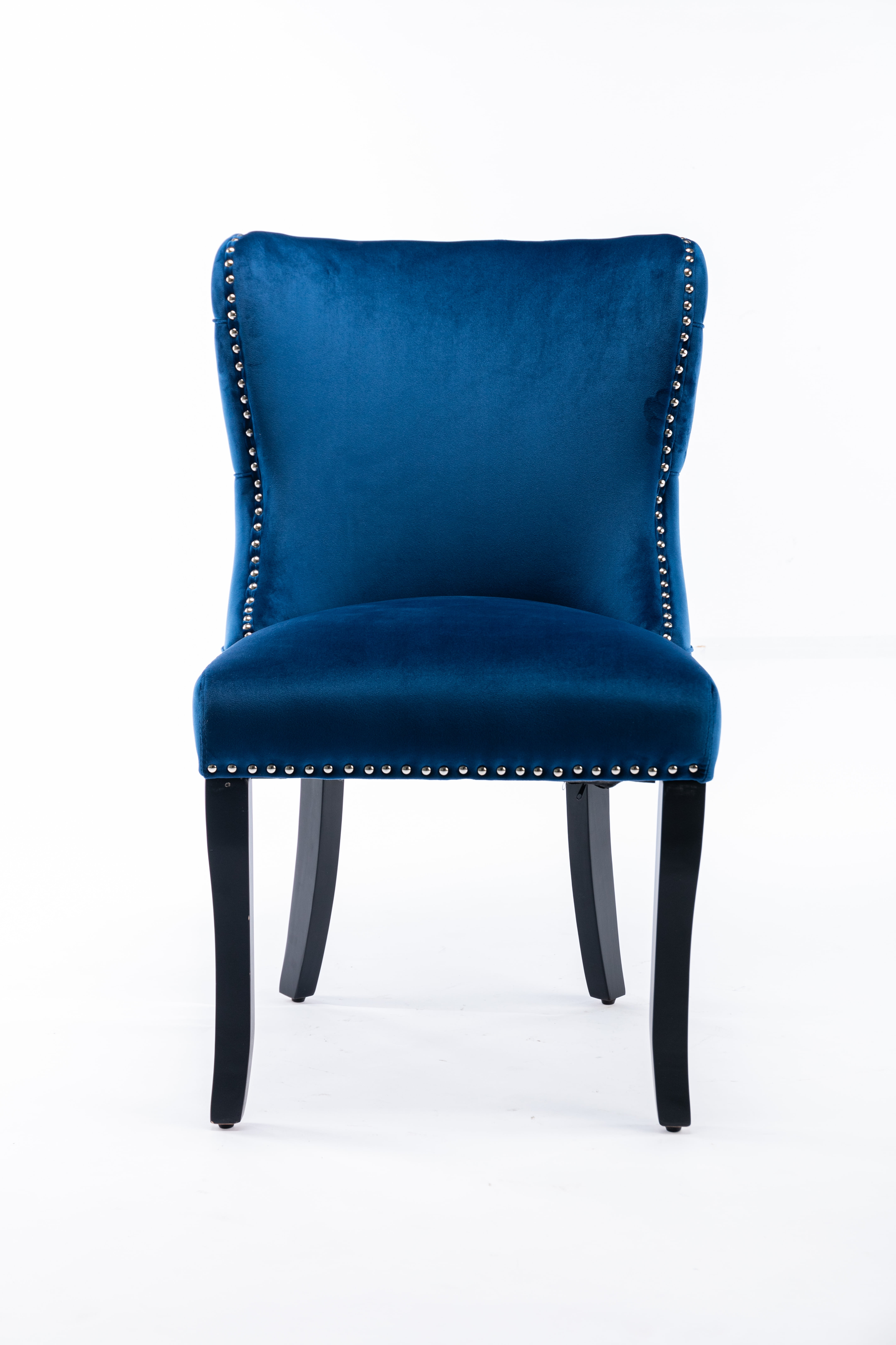 Set of 2 upholstered wingback dining chair with backstitching nailhead