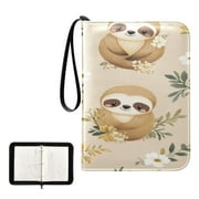 Game Card Storage Bag Collectible Trading Card Albums The 4-Pocket Card Binder With 50-Page Sleeve Can Hold 400 Game Cards Cute Cartoon Sloth